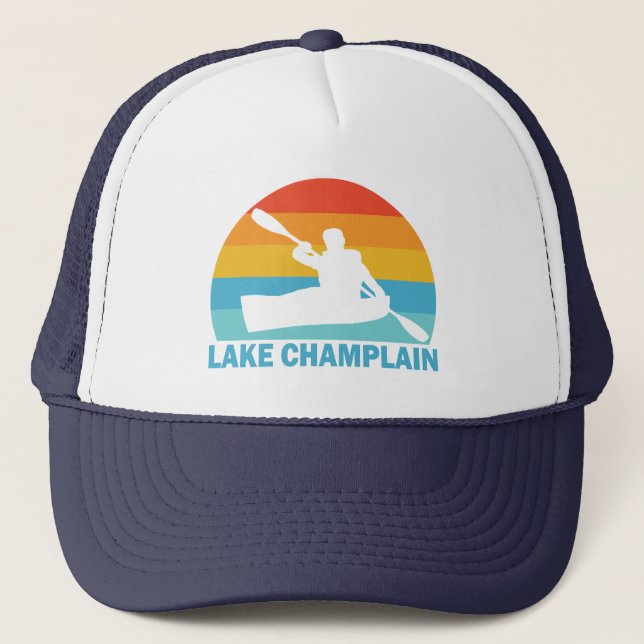 Lake Champlain New York Vermont Kayak Trucker Hat (Front)