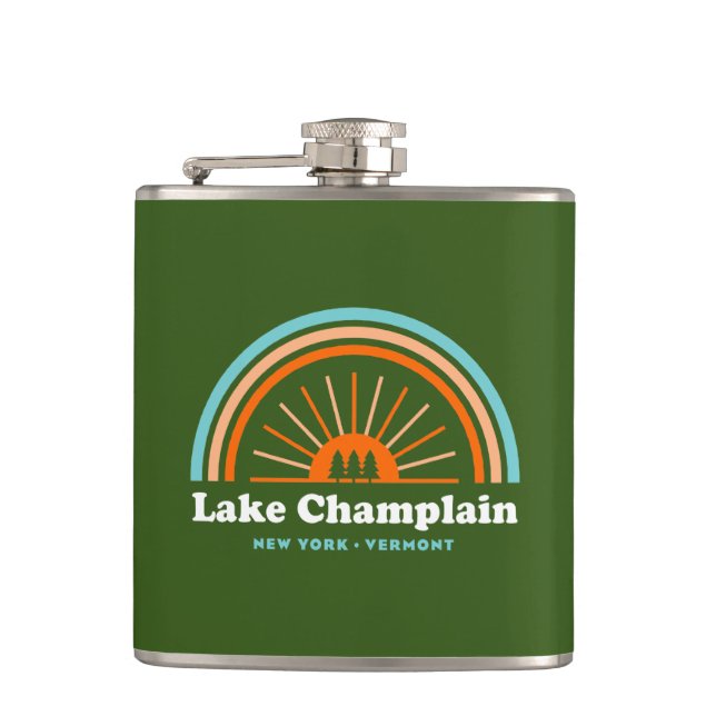 Lake Champlain New York Vermont Rainbow Flask (Front)