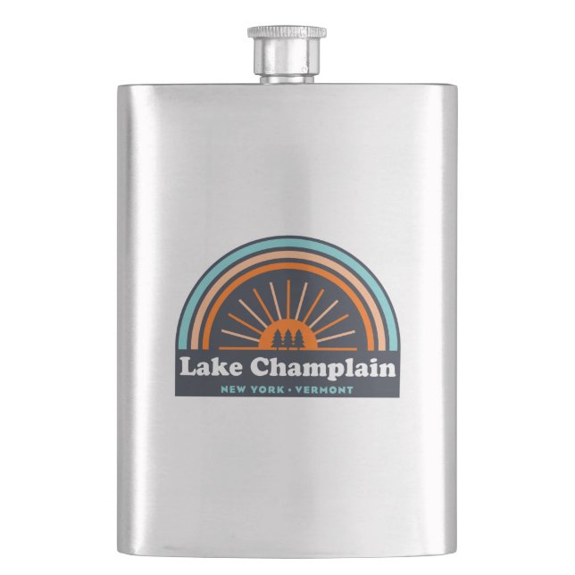Lake Champlain New York Vermont Rainbow Flask (Front)