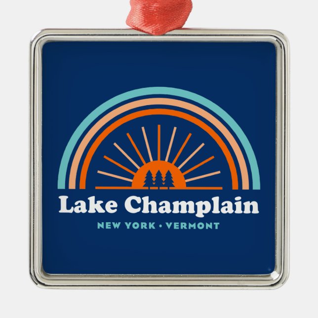 Lake Champlain New York Vermont Rainbow Metal Ornament (Front)