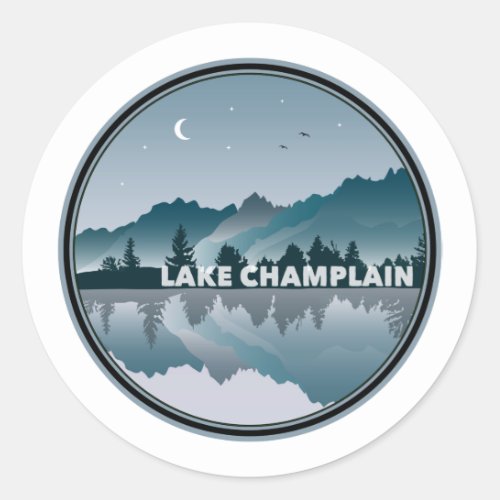 Lake Champlain New York Vermont Reflection Classic Round Sticker