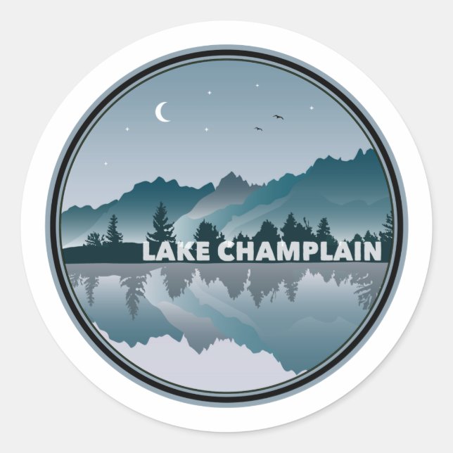 Lake Champlain New York Vermont Reflection Classic Round Sticker (Front)