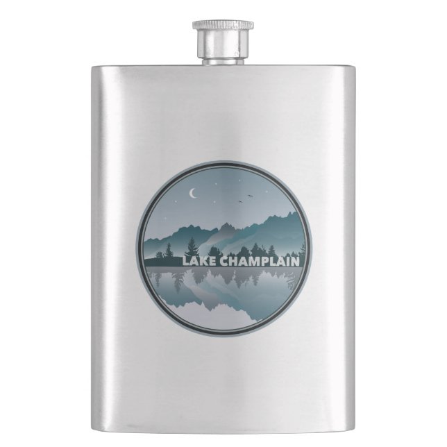 Lake Champlain New York Vermont Reflection Flask (Front)