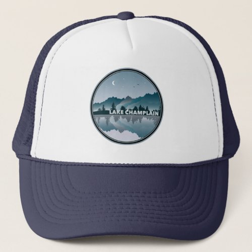 Lake Champlain New York Vermont Reflection Trucker Hat