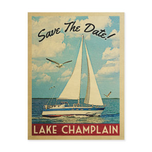 Lake Champlain Save The Date Sailboat Nautical Announcement Postcard
