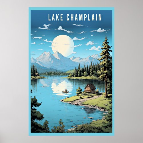 Lake Champlain Vermont illustration Poster