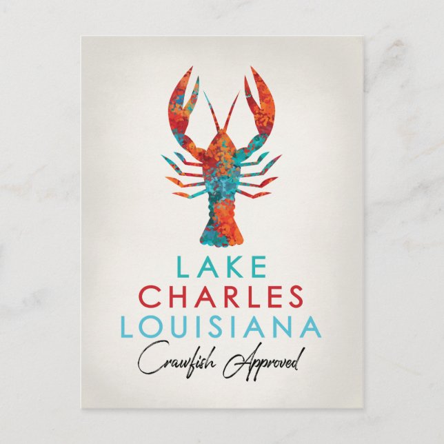 Lake Charles Louisiana Crawfish Bright Postcard (Front)