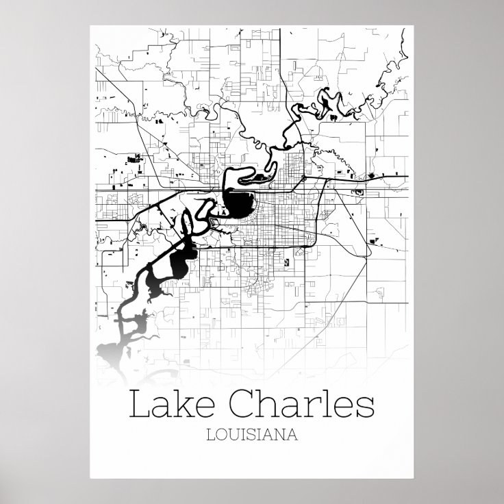 Lake Charles Map - Louisiana - City Map Poster | Zazzle