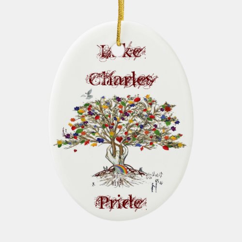 Lake Charles Pride Tree Ceramic Ornament