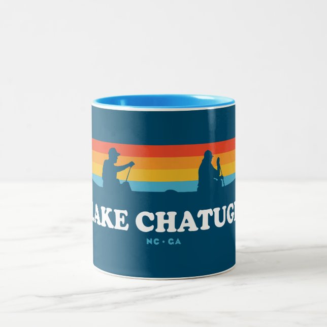 Lake Chatuge North Carolina Georgia Canoe Two-Tone Coffee Mug (Center)
