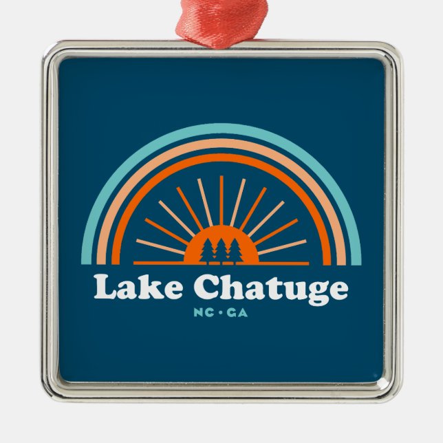 Lake Chatuge North Carolina Georgia Rainbow Metal Ornament (Front)