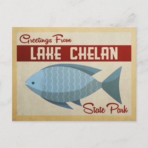 Lake Chelan Postcard State Park Fish Vintage