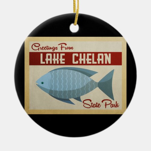 Lake Chelan State Park Fish Vintage Travel Ceramic Ornament