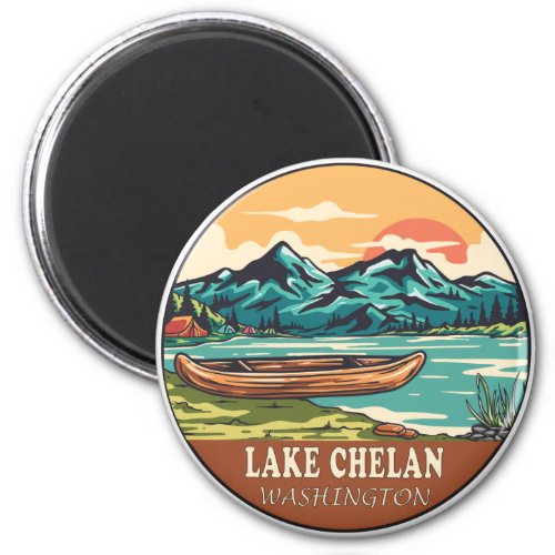 Lake Chelan Washington Boating Fishing Emblem Magnet