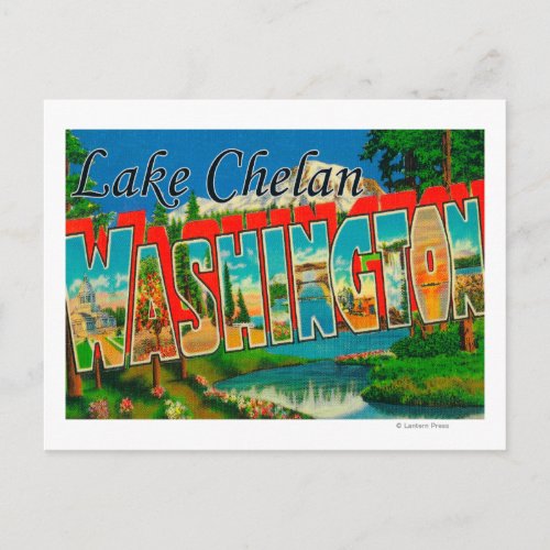 Lake Chelan Washington _ Large Letter Scenes Postcard