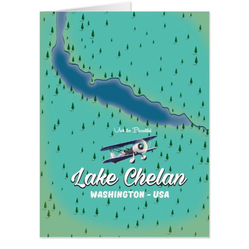 Lake Chelan Washington map Card
