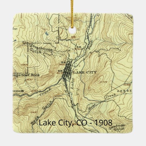 Lake City Colorado Vintage Map Ceramic Ornament