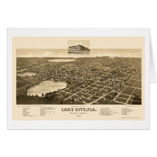 Lake City, FL Panoramic Map - 1885 Cards (Front Horizontal)