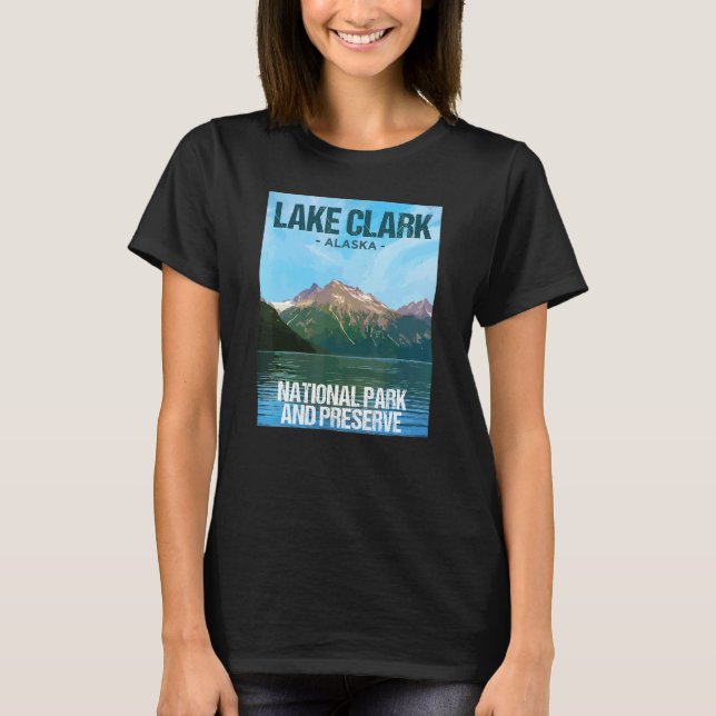 Lake Clark National Park Alaska Poster Design T-Shirt (Front)