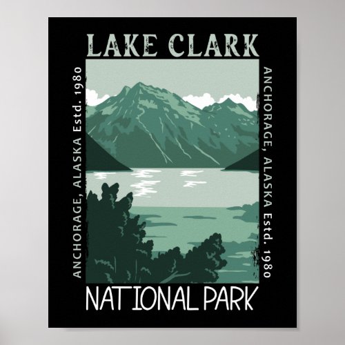 Lake Clark National Park Alaska Vintage Distressed Poster