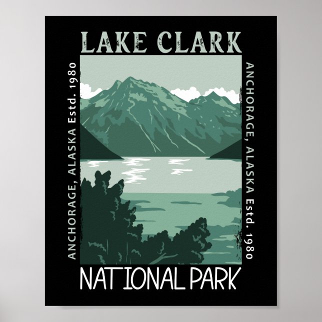 Lake Clark National Park Alaska Vintage Distressed Poster (Front)