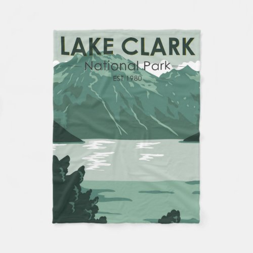 Lake Clark National Park Alaska Vintage Fleece Blanket