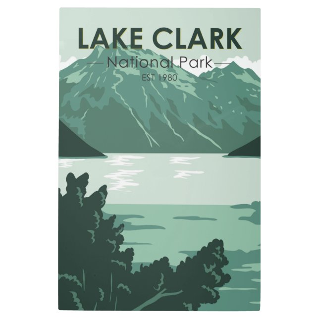 Lake Clark National Park Alaska Vintage  Metal Print (Front)