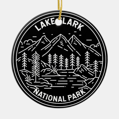 Lake Clark National Park Alaska Vintage Monoline Ceramic Ornament