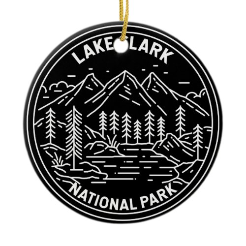 Lake Clark National Park Alaska Vintage Monoline Ceramic Ornament