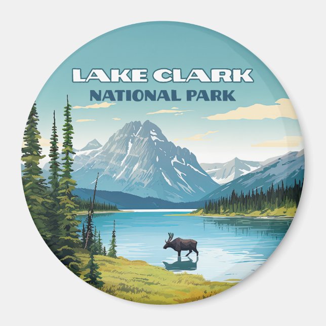Lake Clark National Park Alaska Vintage Travel  Magnet (Front)