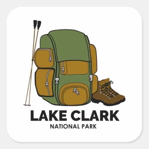 Lake Clark National Park Backpack Square Sticker