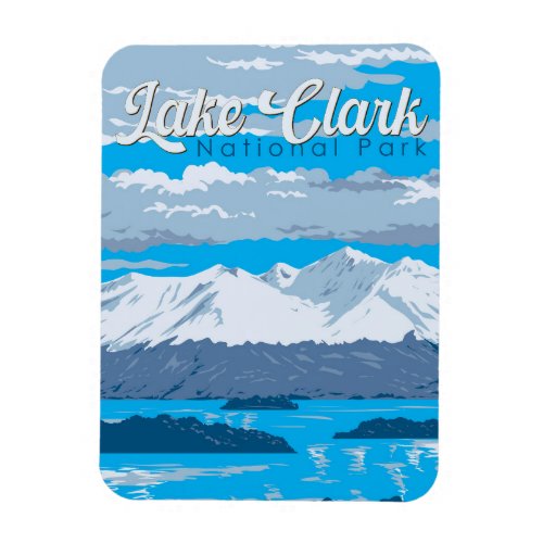 Lake Clark National Park Illustration Travel Art Magnet