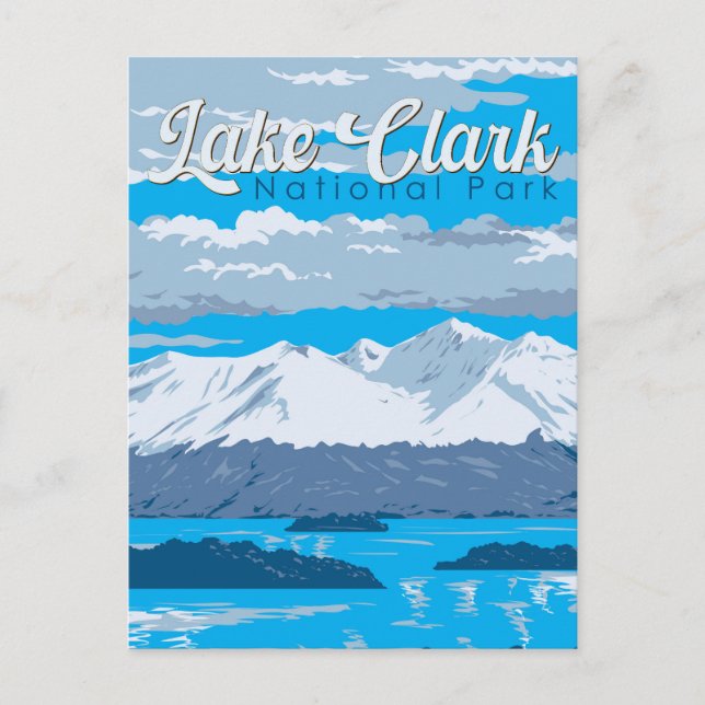 Lake Clark National Park Illustration Travel Art Postcard (Front)