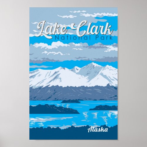Lake Clark National Park Illustration Travel Art Poster
