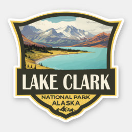 Lake Clark National Park Illustration Travel Art Sticker