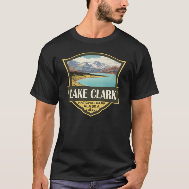 Lake Clark National Park Illustration Travel Art T-Shirt (Front)