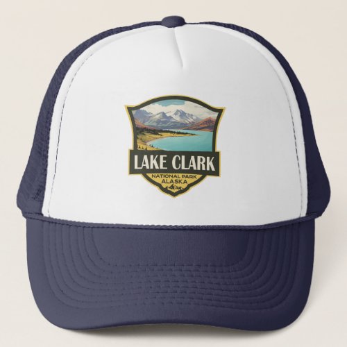 Lake Clark National Park Illustration Travel Art Trucker Hat