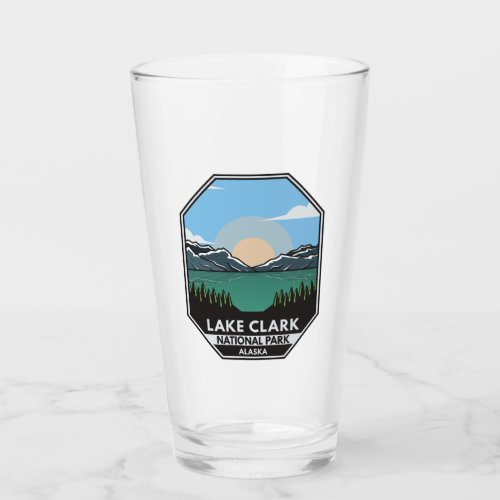 Lake Clark National Park Minimal Retro Emblem Glass
