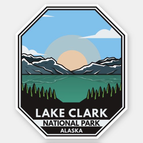 Lake Clark National Park Minimal Retro Emblem Sticker