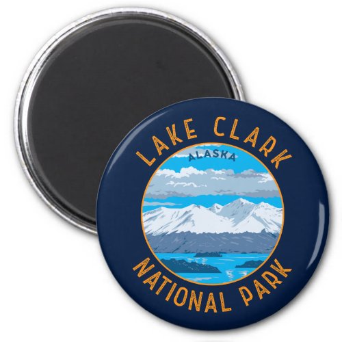 Lake Clark National Park Retro Distressed Circle Magnet
