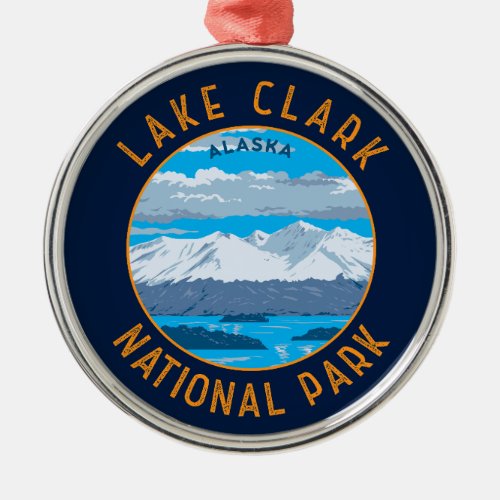 Lake Clark National Park Retro Distressed Circle Metal Ornament