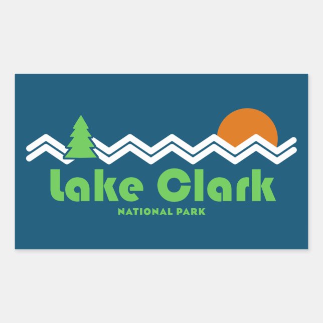 Lake Clark National Park Retro Rectangular Sticker (Front)
