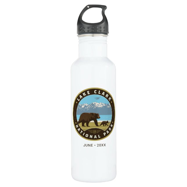 Lake Clark National Park Stainless Steel Water Bottle (Front)