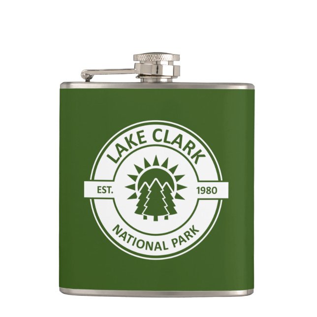 Lake Clark National Park Sun Trees Flask (Front)