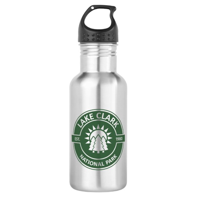 Lake Clark National Park Sun Trees Stainless Steel Water Bottle (Front)
