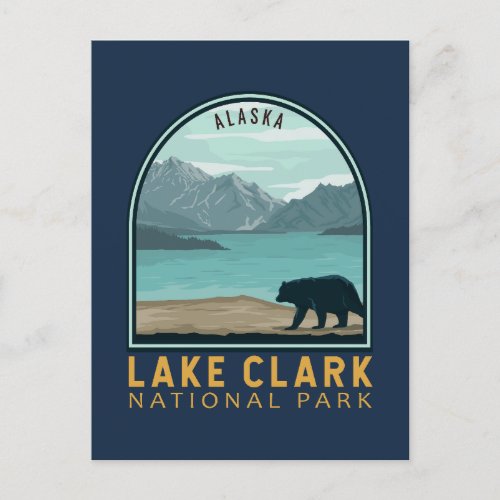 Lake Clark National Park Vintage Emblem Postcard