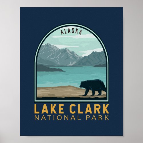 Lake Clark National Park Vintage Emblem Poster