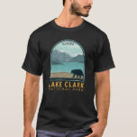 Lake Clark National Park Vintage Emblem T-Shirt<br><div class="desc">Lake Clark vector artwork design. The park is a land of stunning beauty. Volcanoes steam,  salmon run,  bears forage,  and craggy mountains reflect in shimmering turquoise lakes.</div>