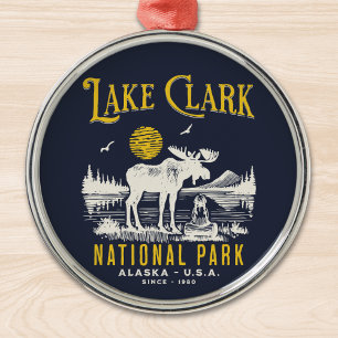 Lake Clark National Park VIntage Forest Landscape Metal Ornament