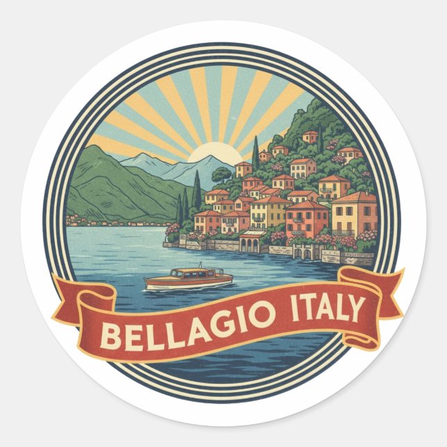 Lake Como Bellagio Italy Classic Round Sticker (Front)